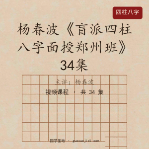 杨春波24年《盲派四柱八字线下面授郑州班》教学视频34集