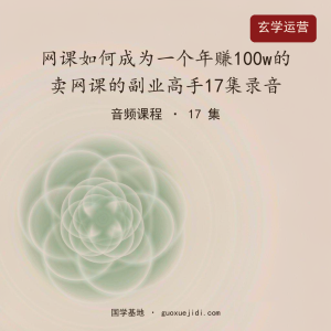 网课如何成为一个年赚100w的卖网课的副业高手17集录音
